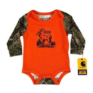 Carhartt Bodysuit Deer Wildlife Tracker Camo Hunting Orange 6M NEW with Tags